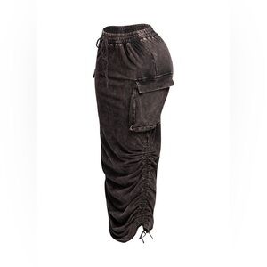 🟠283B. Mineral Washed Cargo Skirt - Black